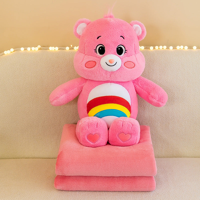 Rainbow Bear Pillow and Quilt 2-in-1