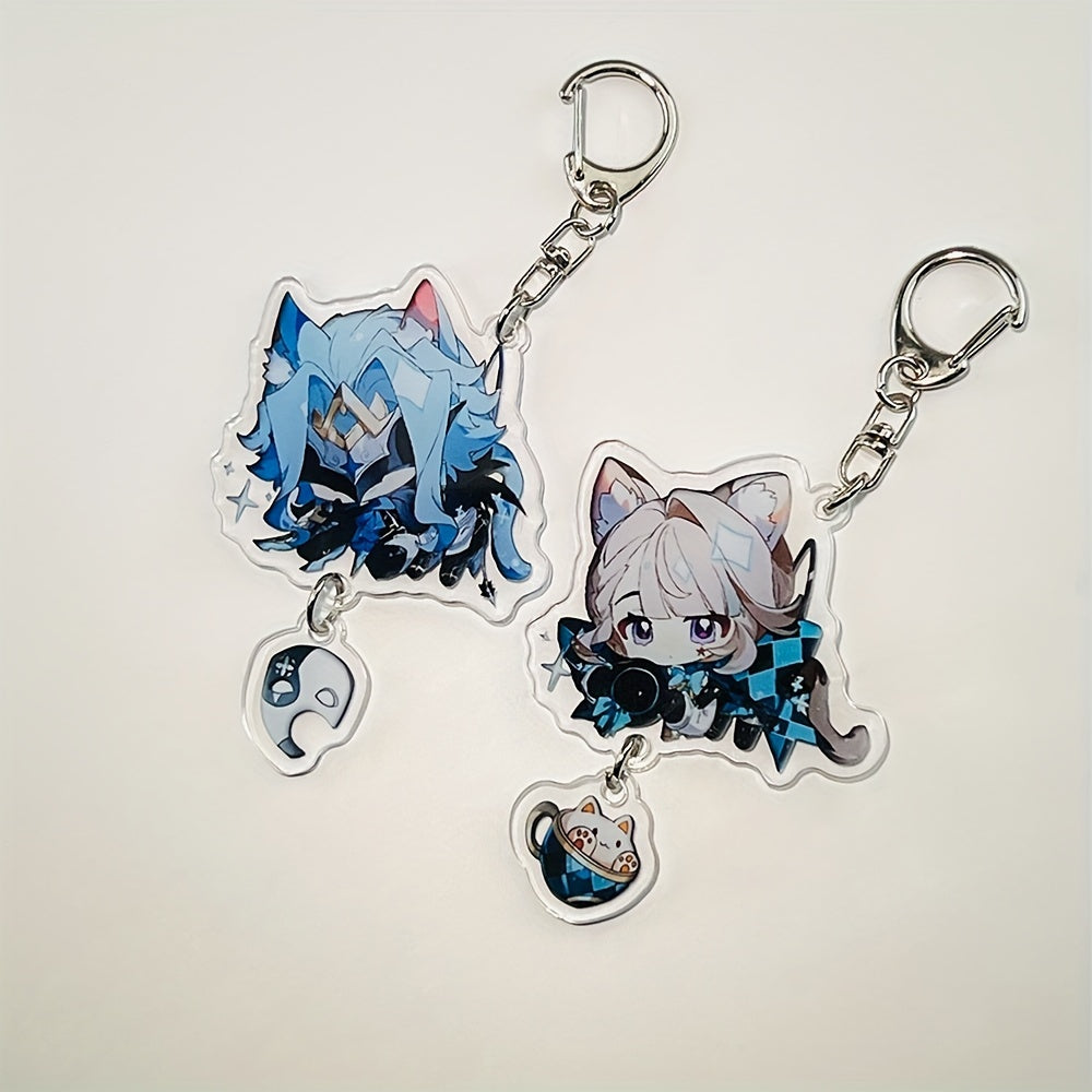 2/12pcs, Anime Game Acrylic Keychain, Cute and Fashionable Backpack Key Accessories for Student Girls